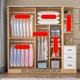 Tủ quần áo DH203 cánh trượt, thiết kế hiện đại của DOHOME
